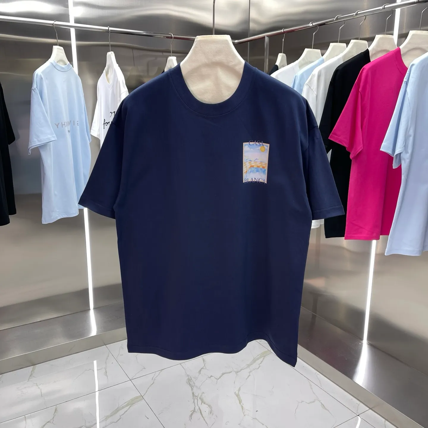 25ss New Arrival Casablanca Classic Series T ～ ， ， 。 ， Classic ， In Stock ！ ：White Black Light Blue Dark Blue Size：S M L XL XXL